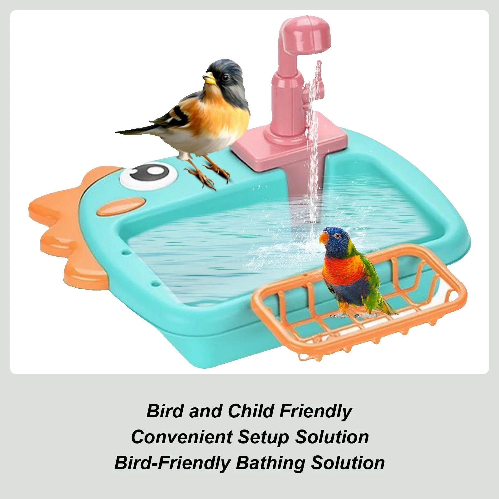 

Душ для птиц, регулируемая ванна для попугая и птицы с краном, миска для кормления для домашних животных, крыльца, заднего двора, балкона, патио, двора, в помещении