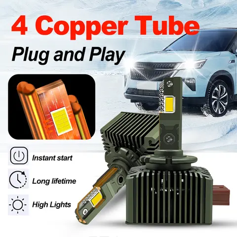 Roadsun D1S D3S LED D2S D4S LED 조명 헤드라이트 전구 300W 4 구리 튜브 6000K 30000LM 자동 크세논 전구 교체 플러그 앤 플레이
