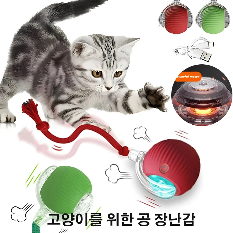 새로운 고양이 대화 형 공 장난감, 자동 롤링 고양이 공 충전식, 스마트 새끼 고양이 대화... - 3
