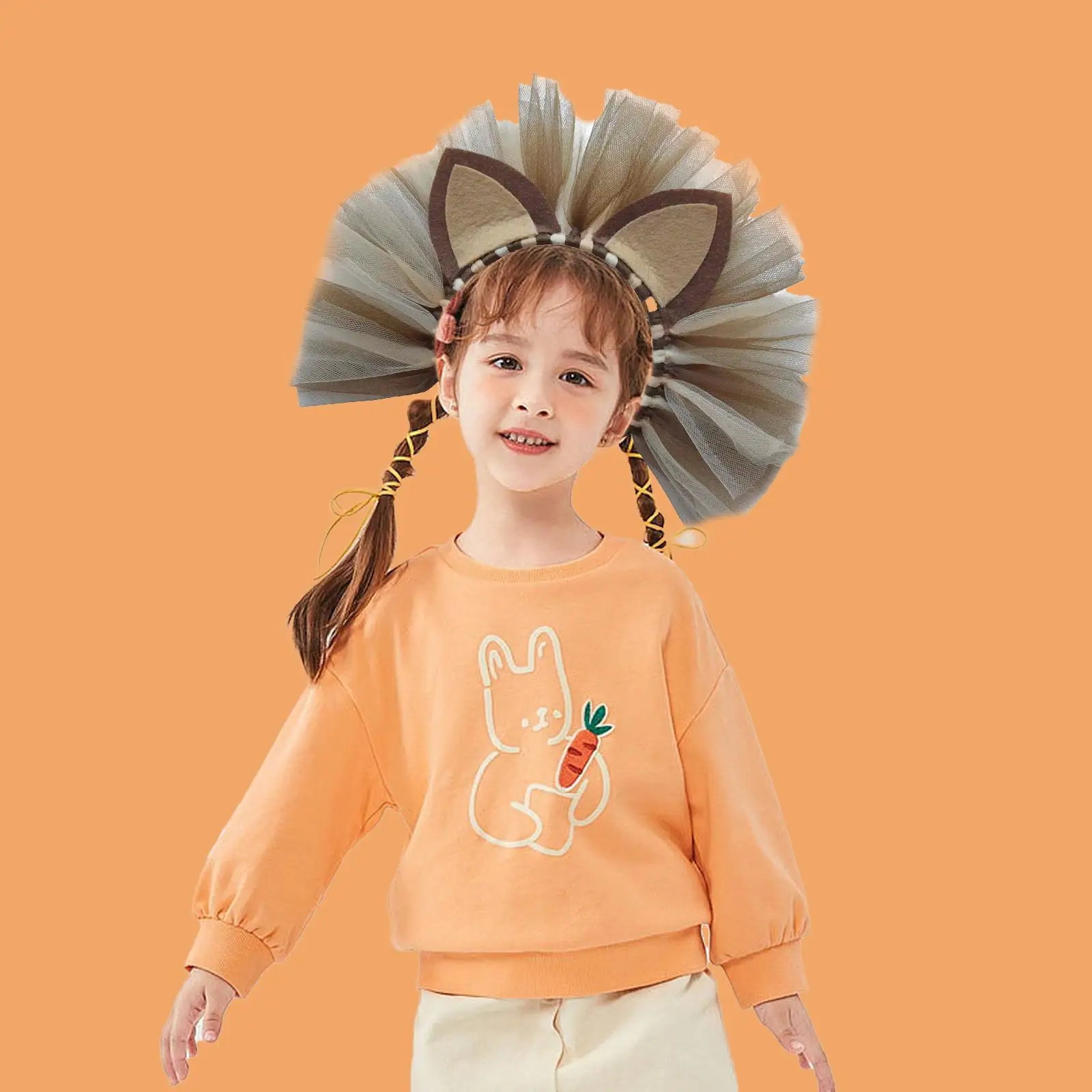 Accessori per costumi in poliestere per bambini, fascia per capelli, orecchie di gatto, coda di animale, per feste di compleanno