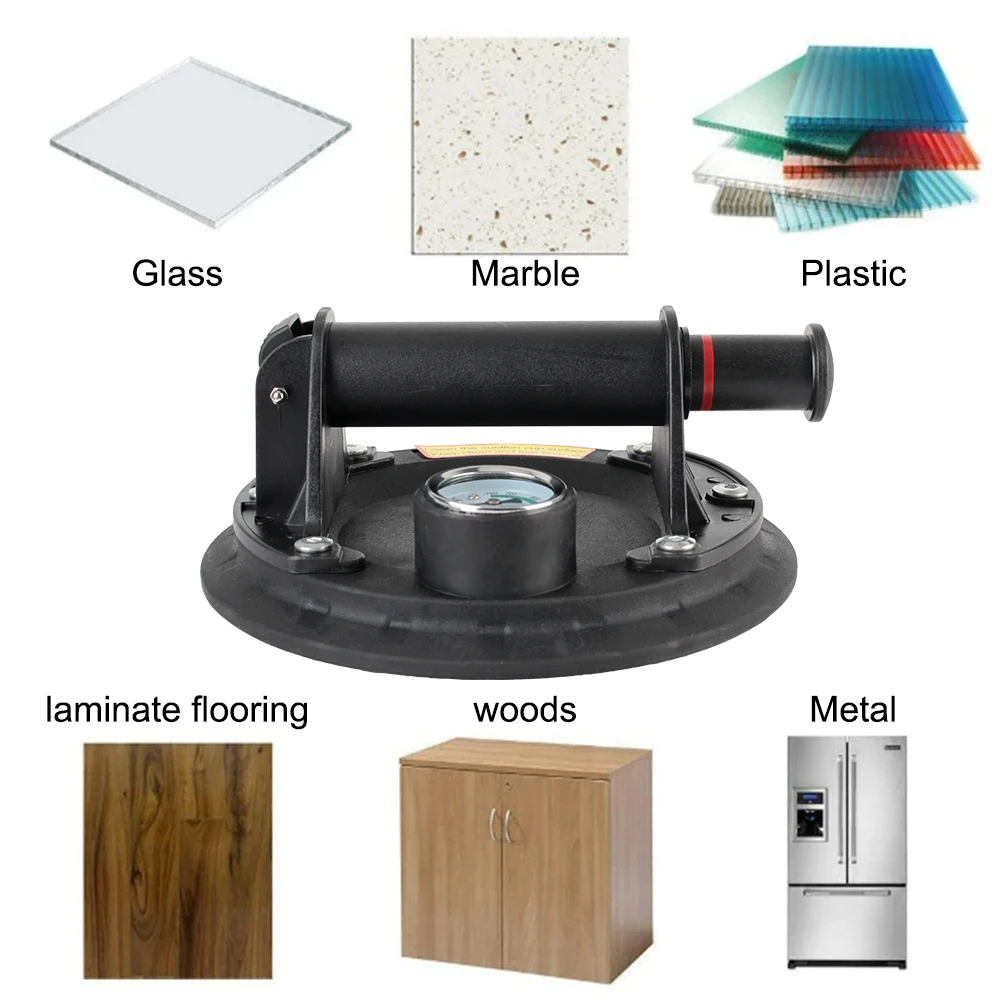 Ventosa de vacío con manómetro, elevador Manual de alta resistencia con capacidad de carga de 160Kg, 8 pulgadas, para azulejos de granito y vidrio