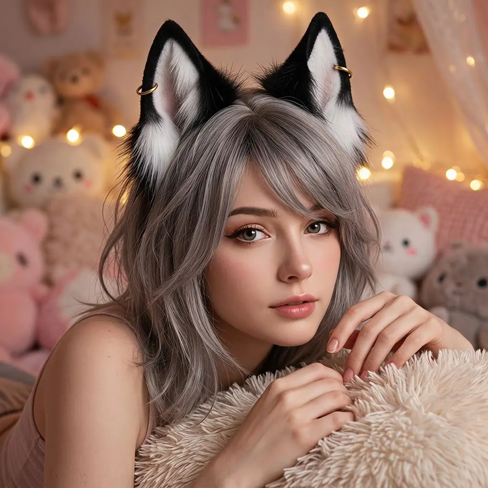 Cute Animal Cat Ears Headband Artificial Furry Gothic Headband Faux Furs Reusable Hair Accessories Adults