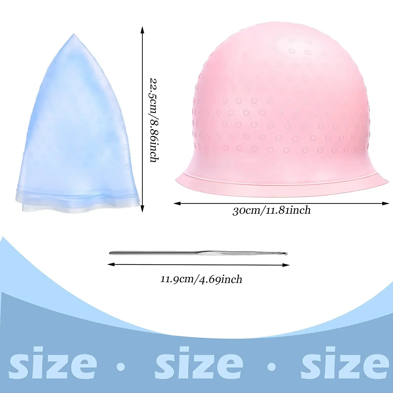 

Hair Coloring Highlighting Cap Reusable Silicone Highlight Cap Pull Through Caps for Hair Dying Frosting Cap with Hook