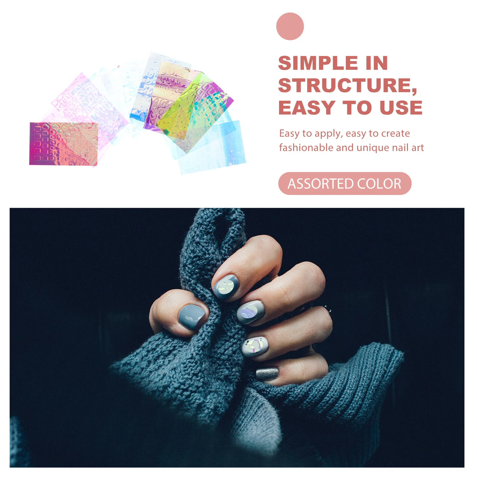 

11pcs Ice Cube Glass Paper Nail Stickers Colorful Self-Adhesive Nail Art Decor For Women Manicure Diy Fingernail Decal