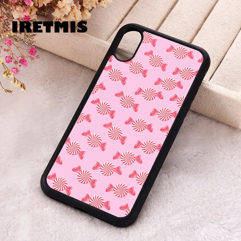 Iretmis Phone Cover Case For iPhone X XS Max XR 11 12 13 PRO MINI 14 15 16 Plus Rubber Silicone Pink Peppermint