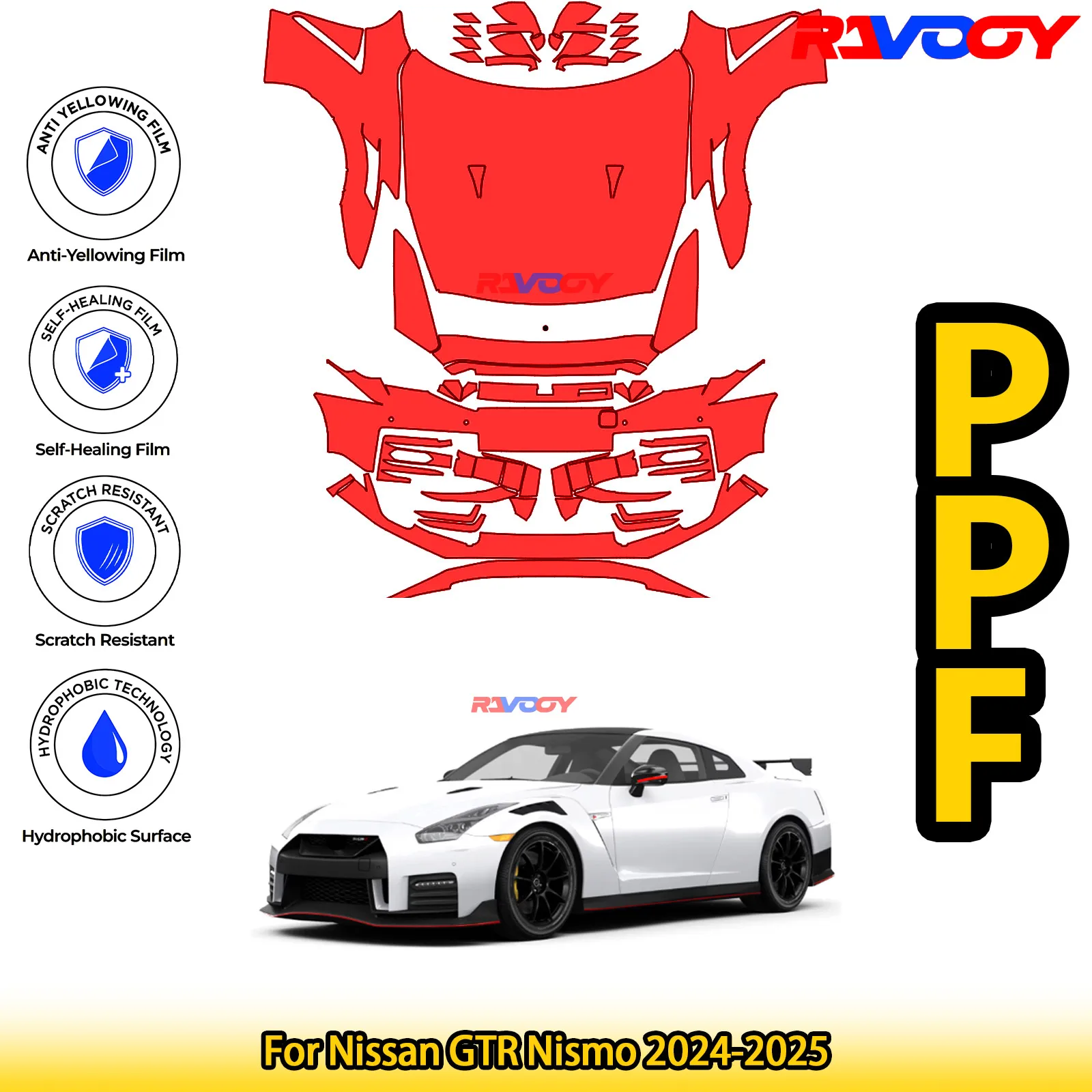 

For Nissan GTR Nismo 2024-2025 Glossy Matte Black Precut front PPF Kit Paint Protection Film