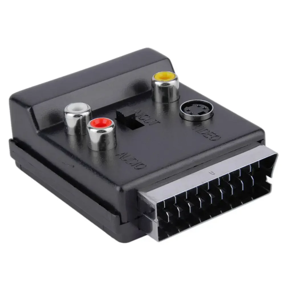 Newest Switchable Scart Male To Female S-Video 3 RCA Audio Adapter Convector