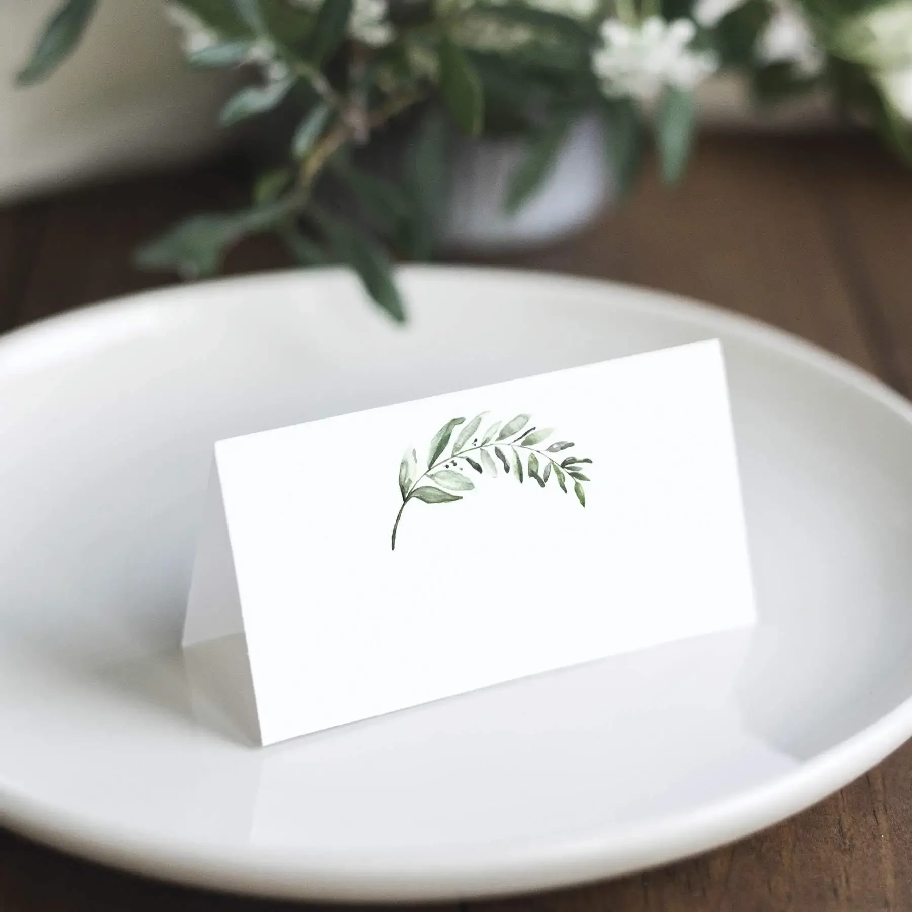 Blank Green Leaf Table Place Cards, Thank You Cards, Simplicity Paper, Tented Name Card, Printing Gift Cards 10pcs