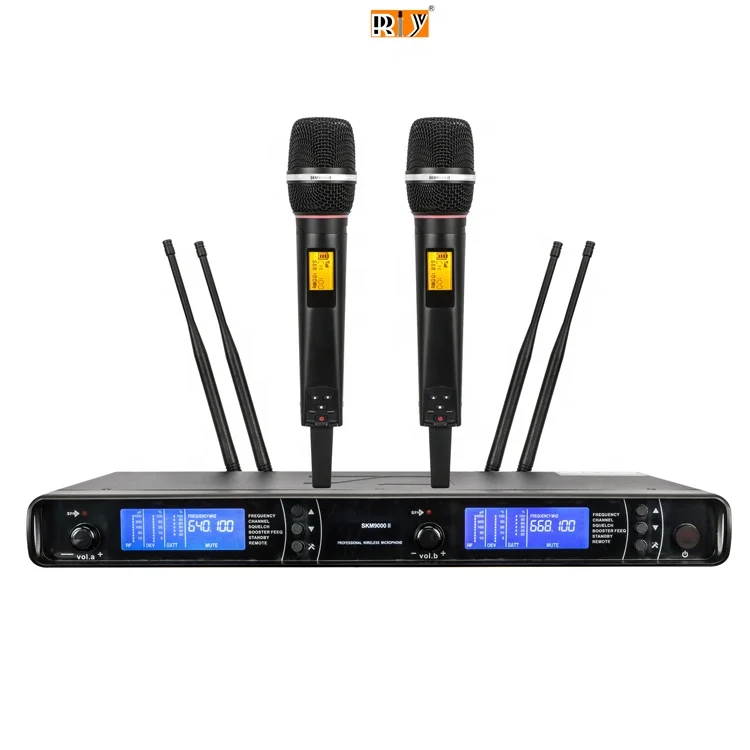 

SKM9000 New Design Professional UHF Wireless Mic 2 Channel Handheld Microphone Wireless