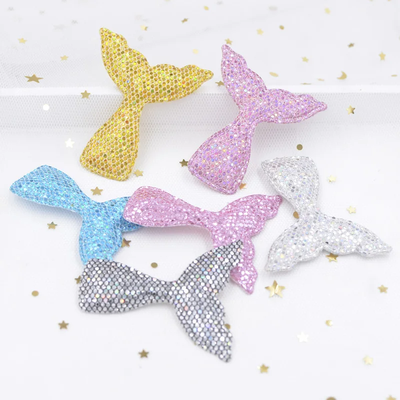 12Pcs Glitter Colorful Paillette Pads Patches Mermaid Tail Applique for DIY Clothes Ornament Headwear Hair Clips Accessories