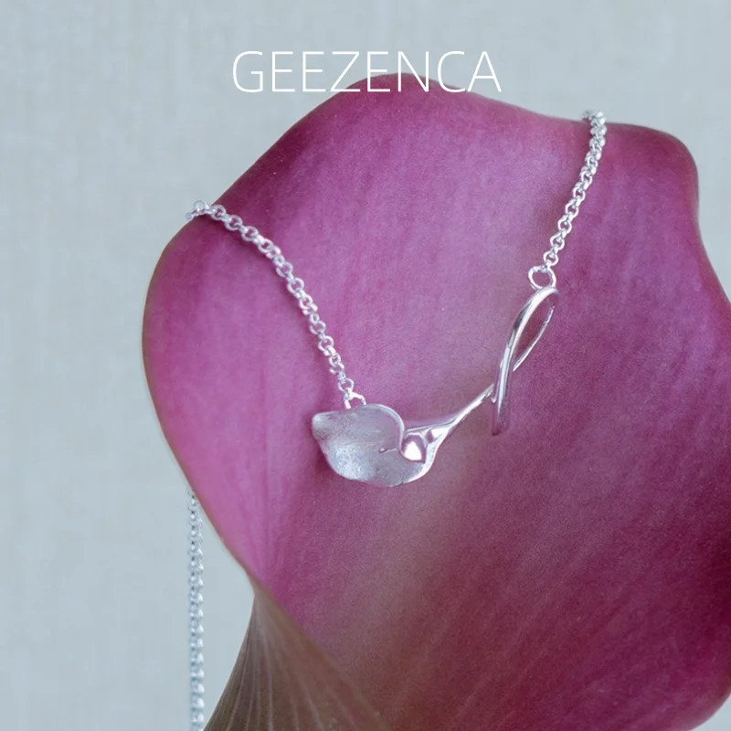 

Ожерелье-чокер GEEZENCA из серебра 925 пробы с золотым покрытием, женское элегантное ожерелье в виде цветка