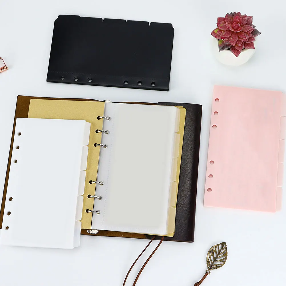 

1 Set 6-Hole Thick Plastic Binder Pouch Folder Refill Pocket For Office Supplies Documents Storage Travel Business Pouches File