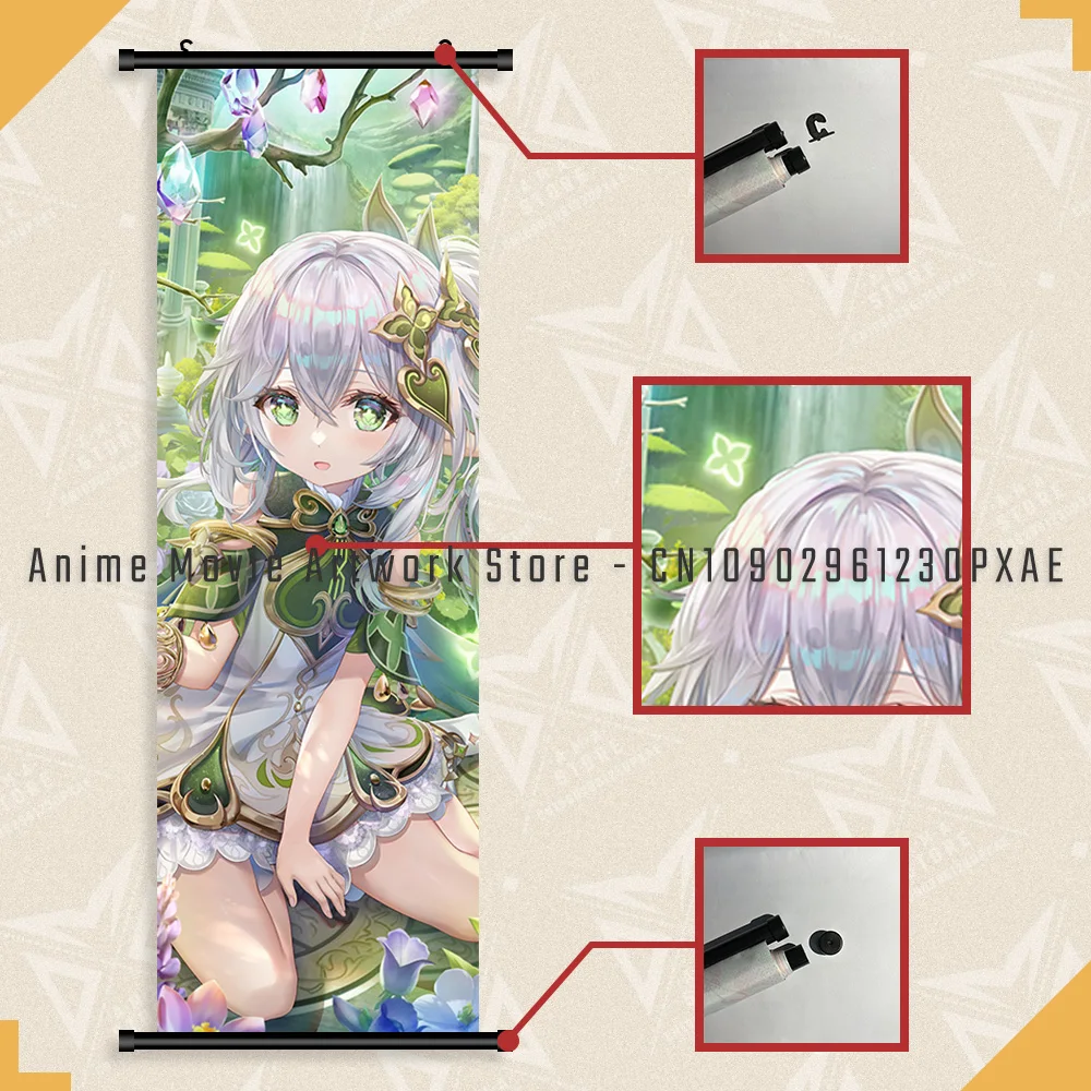 Genshin Impact Game Wall Art Scrolls Bild Kawaii Anime Arlecchino Leinwand gedruckt Home Decor Poster Gemälde für Wohnzimmer