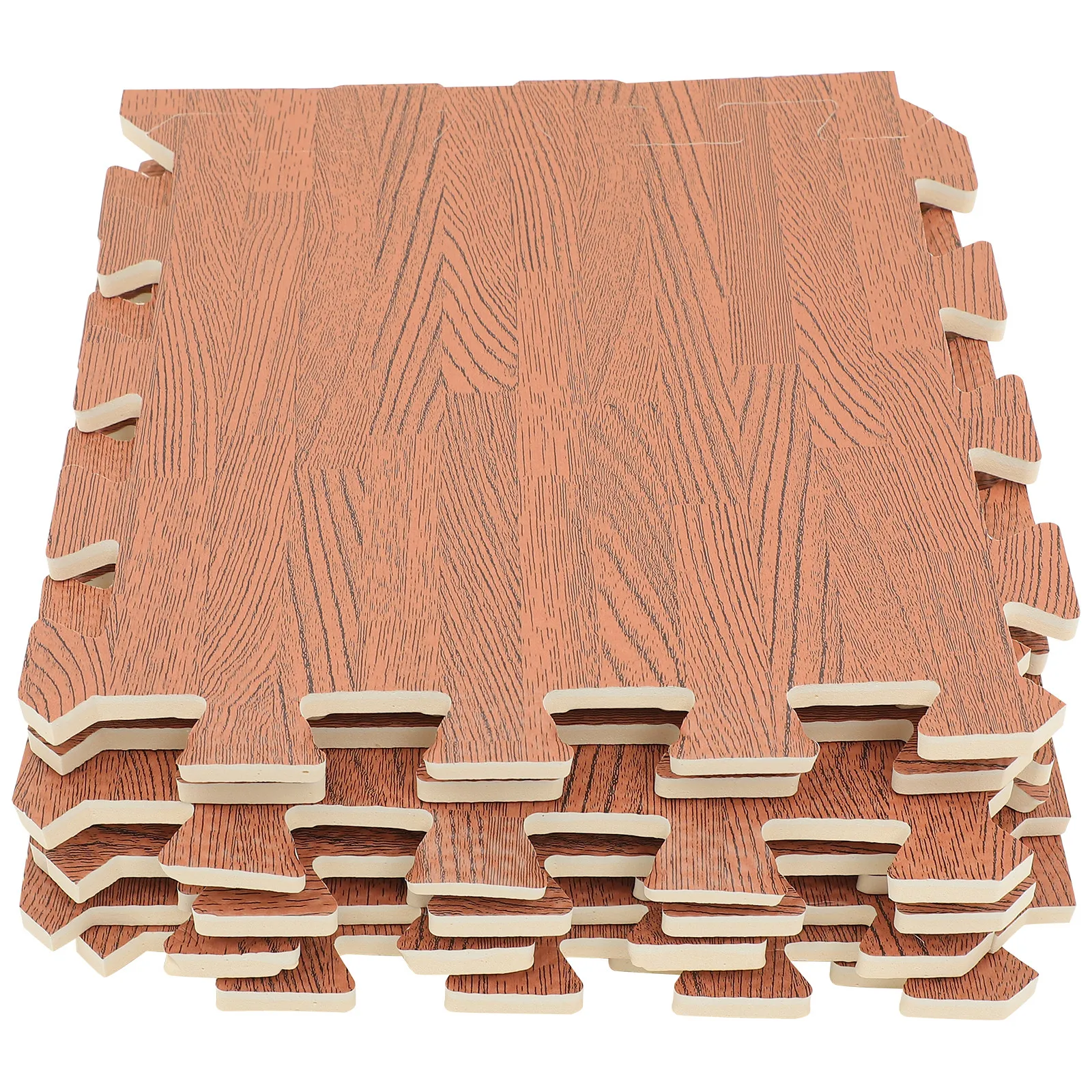 

12Pcs Wood Grain Floor Mat Interlocking Square Tiles for Exercise Yoga Pilates Gym Flooring Residential Spaces