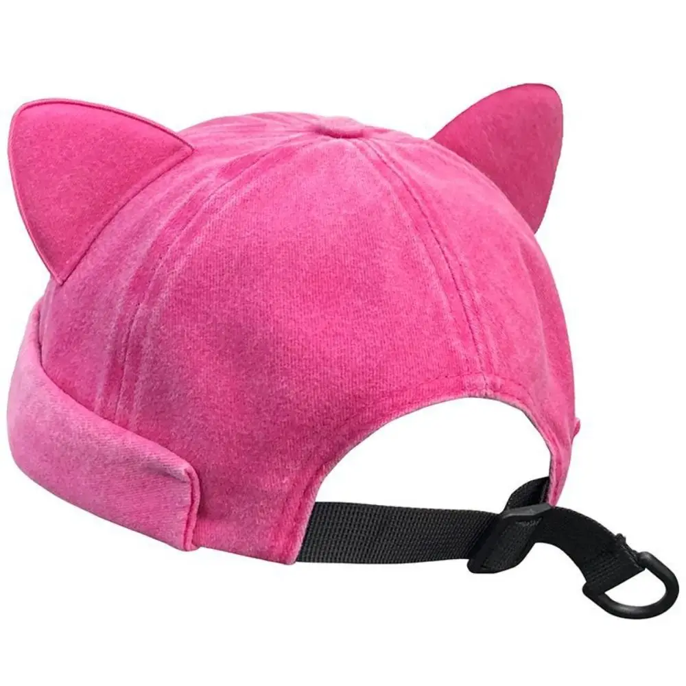 

Casual Cute Cat Ears Brimless Hat Adjustable Sweet Solid Color Beanie Hat Breathable Without Brim Basin Hat Travel