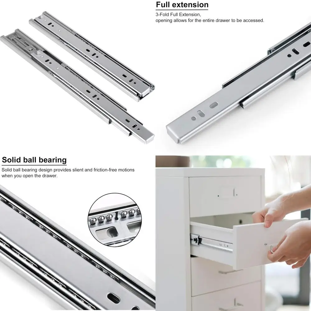 

Heavy Duty Full Extension Ball Bearing Drawer Slides, 12 Pairs Side Mount, Solf Closing, Durable Sliding Hardware for Cabinets