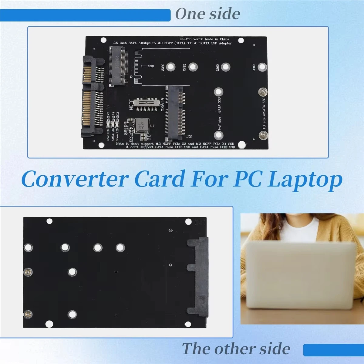 M2 Ngff Msata Ssd To Sata 3 0 2 5 Adapter Converter Riser Card For Pc Laptop Expansion With Up To 6Gps Speed Support