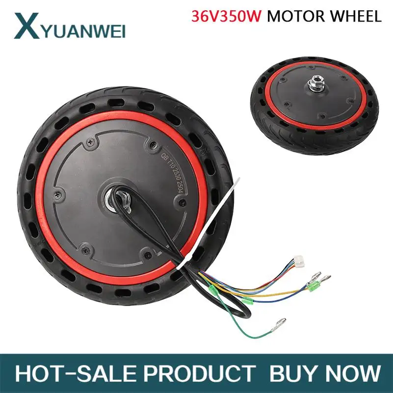 roue-moteur-36v-350w-bord-rouge-pour-scooter-electrique-roue-motrice-generale-a-point-de-bobine-pneus-non-pneumatiques-350w36v