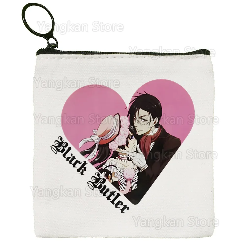 

Black Butler Cartoon Coin Purse Female Mini Canvas Art Cute Key Case Student Wallet