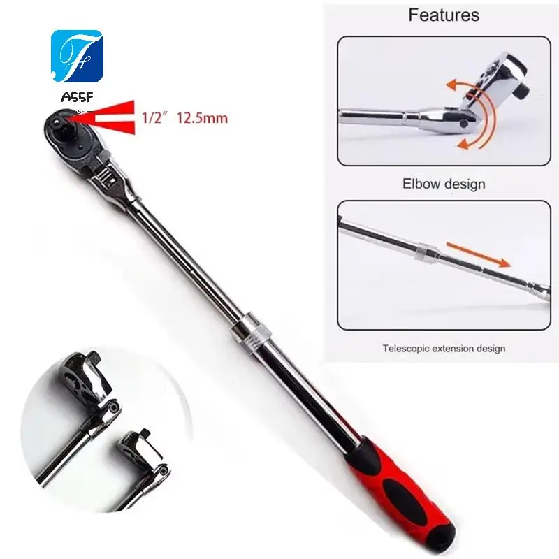

A55F-72-Tooth Carbon Steel Retractable Ratchet Wrench Automatic Quick Release Spanner Multifunctional Hand Tool