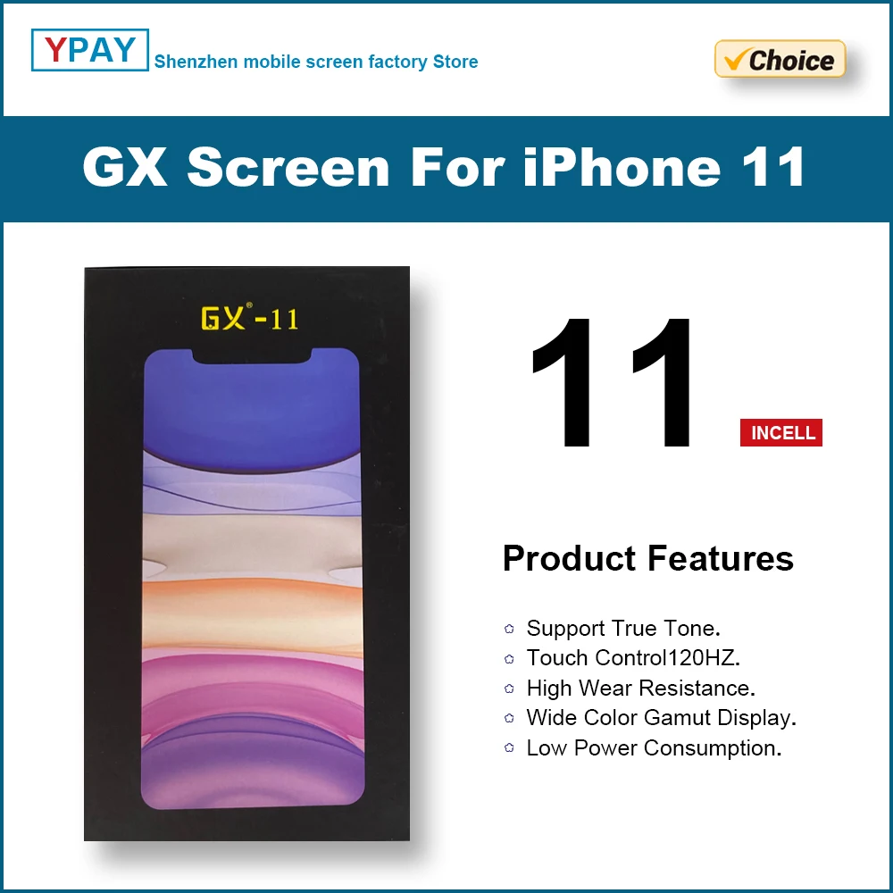 GX Screen For iPhone 11 LCD Display Touch Screen Digitizer Assembly Tested No Dead Pixel Replacement LCDs Support True Tone