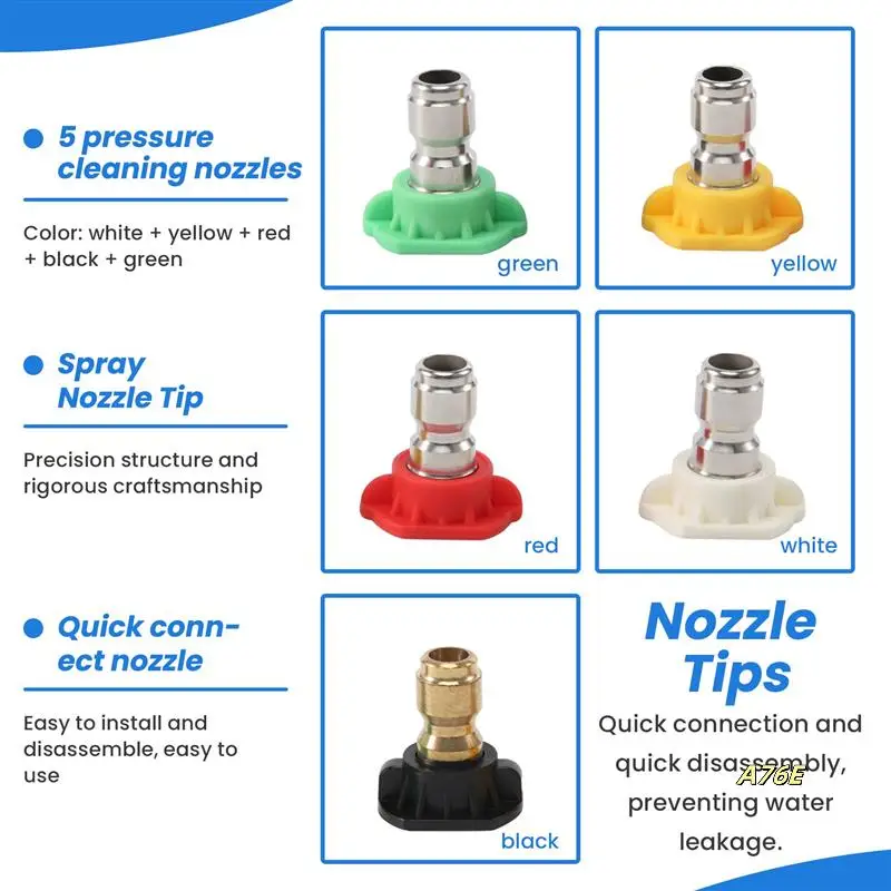 

5 шт. распылительные форсунки для мойки высокого давления, 1/4 набора распылительных наконечников для быстрого подключения (4,0 галлонов в минуту), несколько градусов