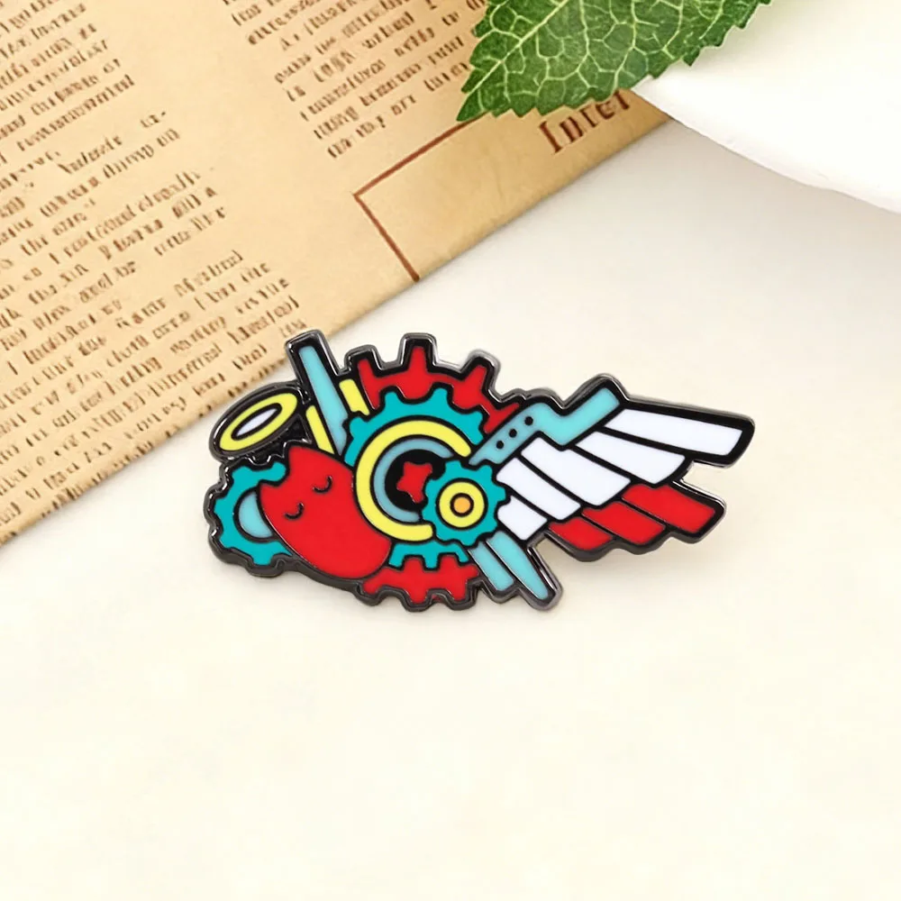 SK8 The Infinity Reki Kyan Logo Brooch Gear Wing Shaped Metal Pin Classic Anime Characters Periphery Enamel Pin Fans Accessory