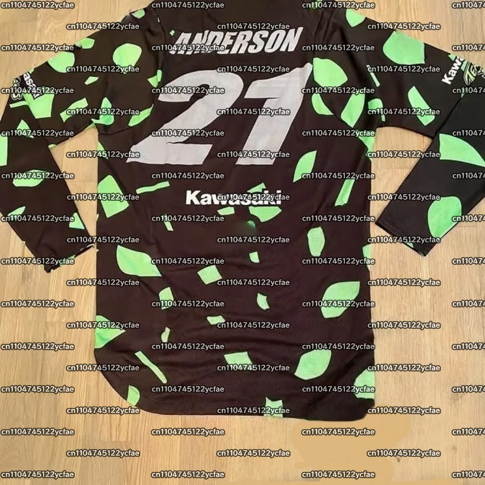 

# 21ANDERSON Kawasaki Motorcycle Racing Team Мужская футболка с длинным рукавом Весенне-осенняя мужская футболка 2025 Новая спортивная дышащая футболка