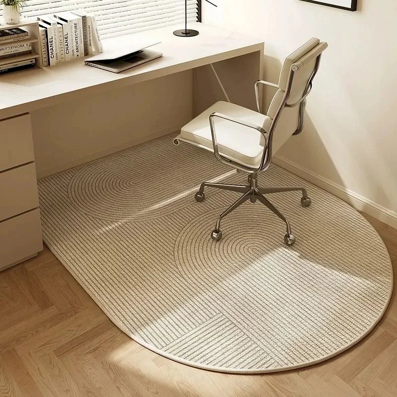 VIKAMA Grey Brown Geometric Half Round Game Chair Carpet Minimalist Lines Anti slip Noise Reduction Pad Home Decoration