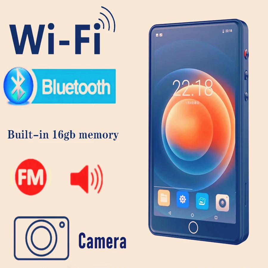 

New Mahdi Camera Mp4 Player Bluetooth Wifi Android 64gb Touch Screen Hifi Music Recorder Video Mp3 Player With Speaker TF Card