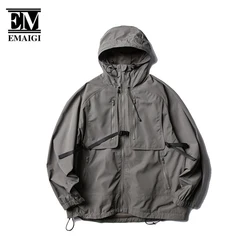 Mountain Hooded Waterproof Jacket for Men Japanese Harajuku Streetwear Fashion Loose Casual Outdoor Windbreaker Jacket Male Coat