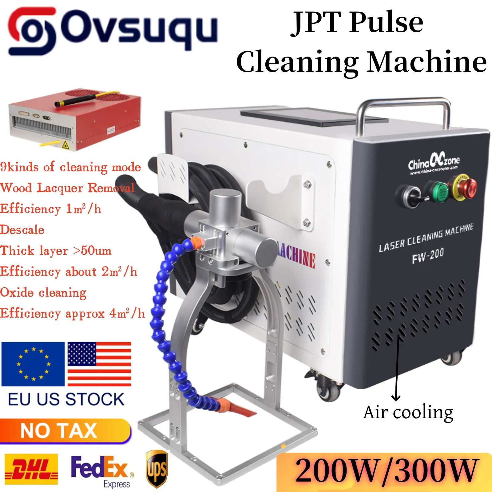 JPT 200 W/300 W gepulster Laserreiniger, hohe Präzision, einfach zu bedienen, keine Schäden, Substrate, industrielle Rostentfernung, Farbreinigung