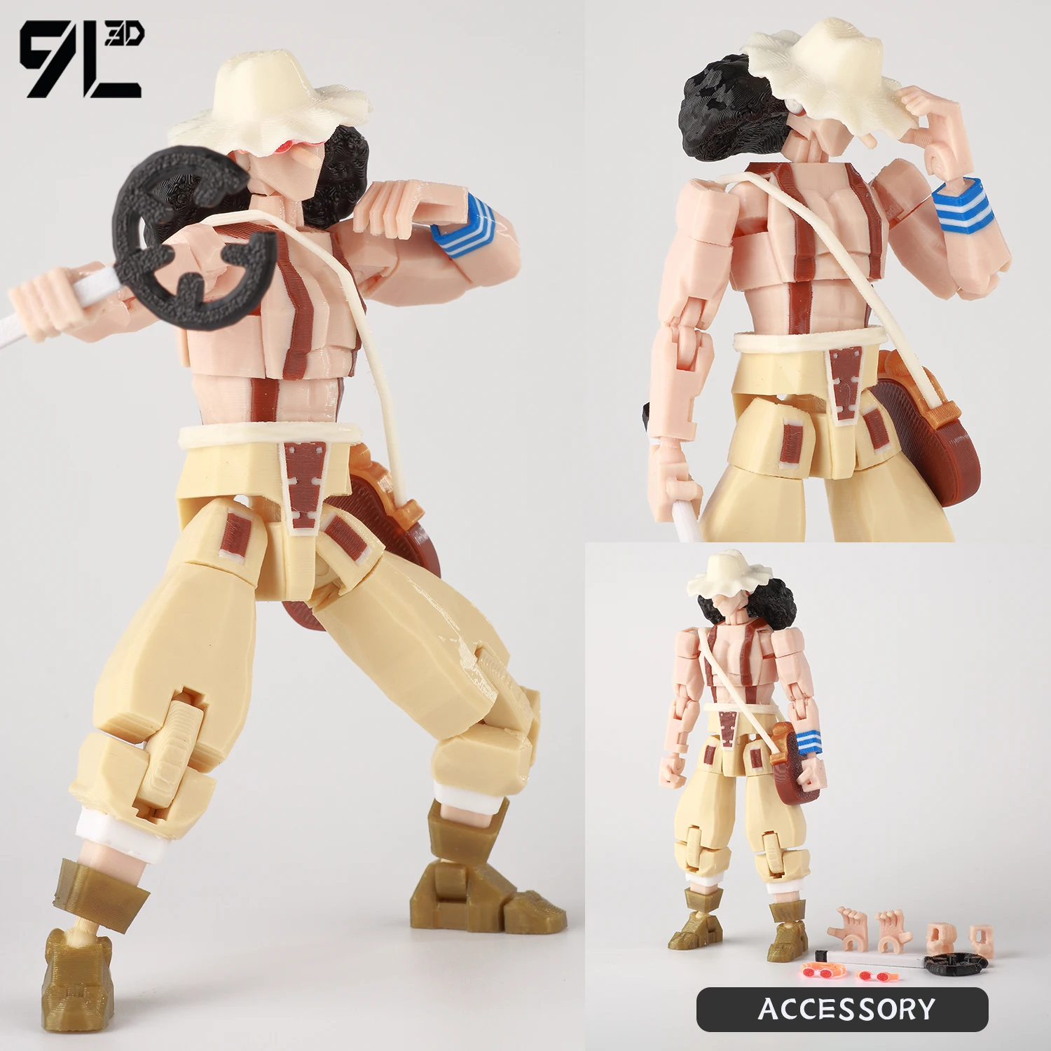 9L 3Dプリント ワンピース ギア5 ルフィ ラバーハンドフィギュア