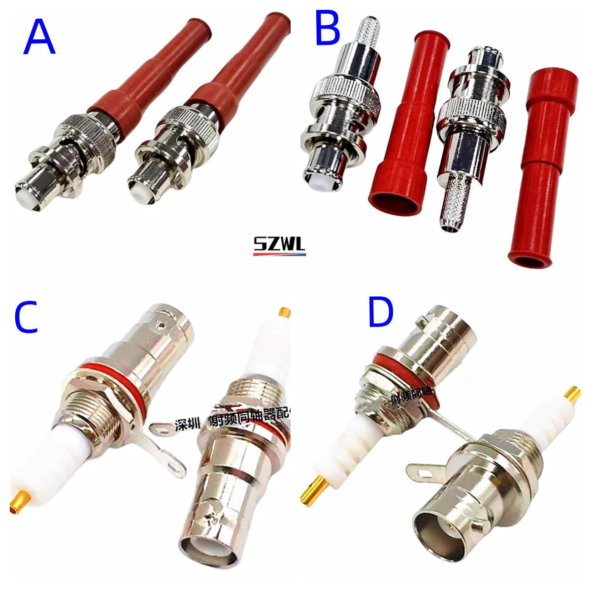 RP-BNC Male Female Crimp RG5 RG6 High Voltage 5KV BNC Female Plug Bulkhead Nut SHV 5000V 3000V Crimp RG58 RG142 5D-FB Connector