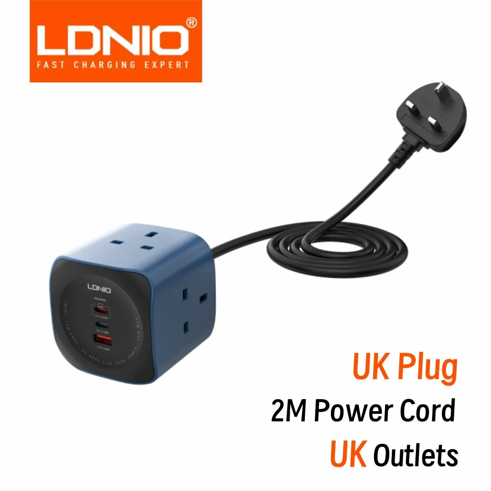 LDNIO Cube Stekkerdoos 65W Oplaadstations 2M Elektrische Verlengsnoer UK Us Eu Stekkers Adapter Usb Socket overspanningsbeveiliging