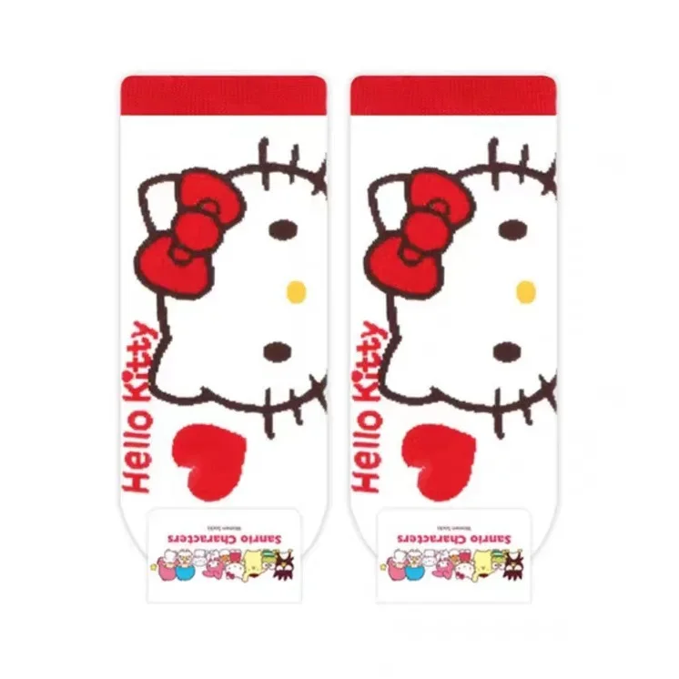 Chaussettes en coton doux imprimé Sanurgente pour femmes, chaussettes de dessin animé Kawaii, Hello Kitty, My Melody, cadeau pour fille