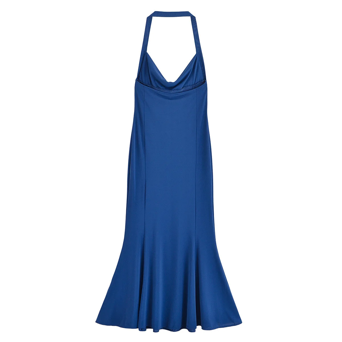 Elegant Blue Off-Shoulder Slim Evening Dress Long Hanging Collar Fashionable Sexy Women's Long Dress for Special Occasions