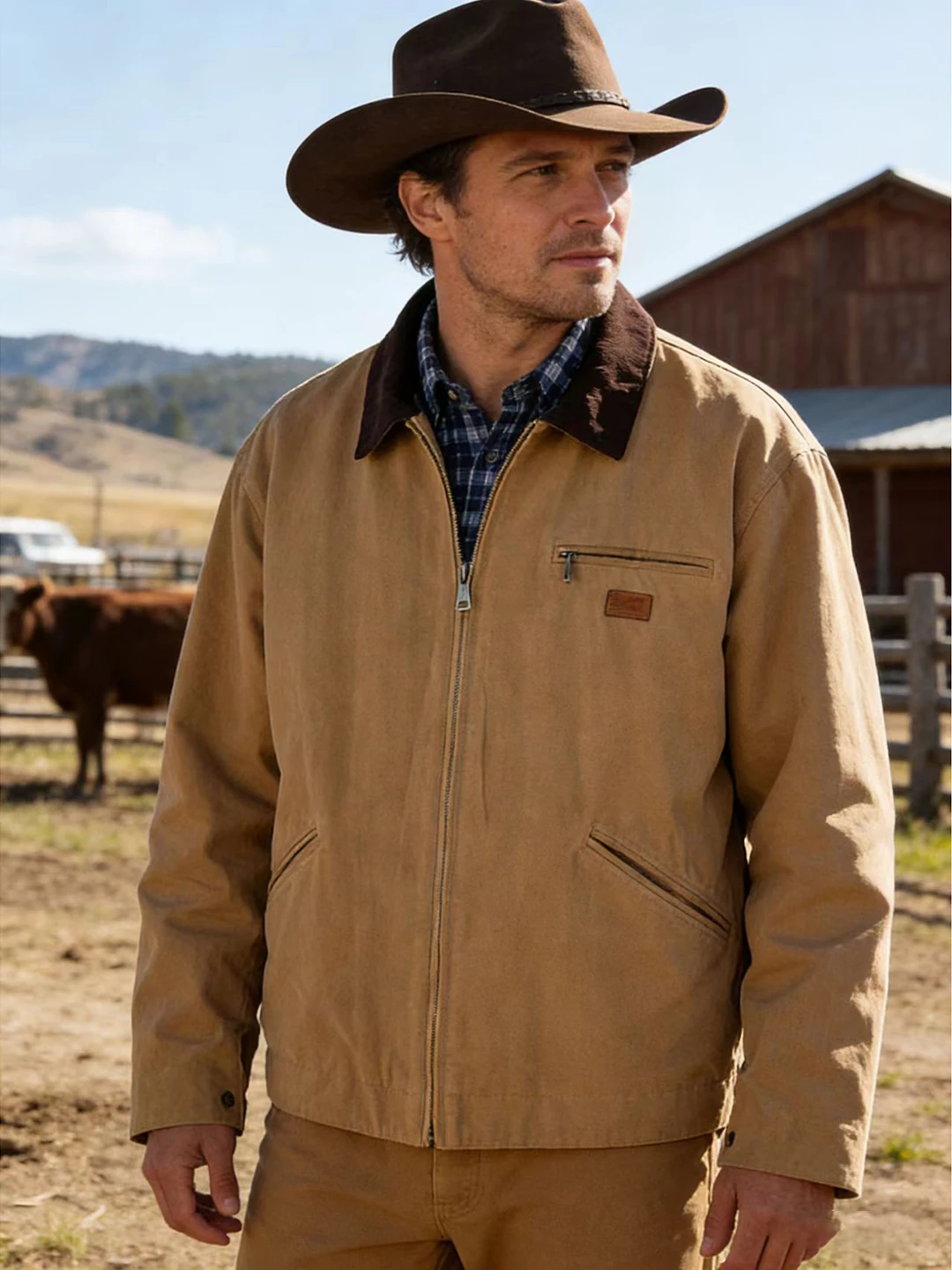

Ретро-куртка в американском рабочем стиле для мужчин: ковбойская куртка Yellowstone из канваса с воротником-стойкой, охотничья куртка Detroit, весенняя уличная куртка из хлопка