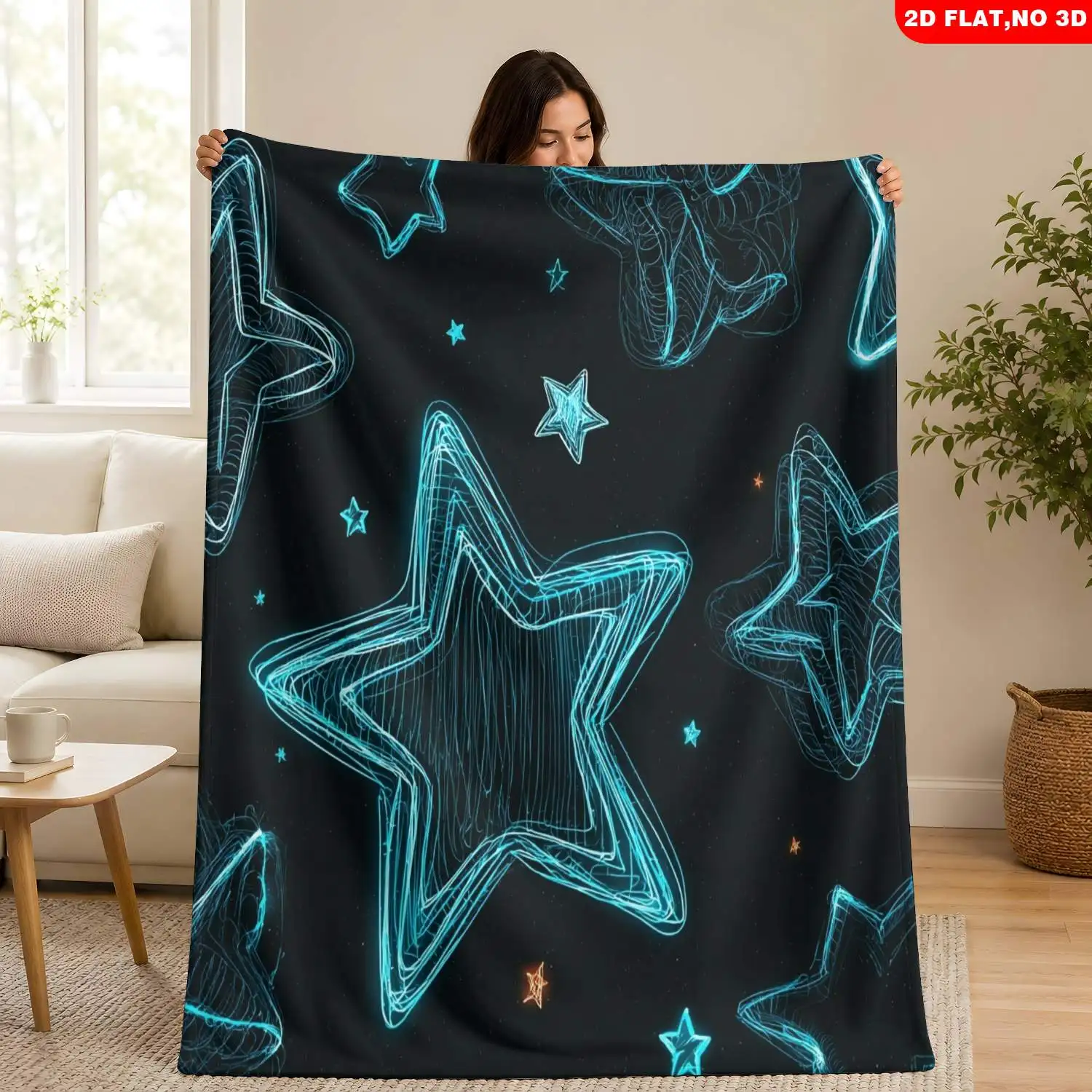 Galaxy Star Constellation Print Throw Blanket for Sofa Bed Decor Cosmic Celestial Night Sky Theme Luxury Winter Blanket 150x200c
