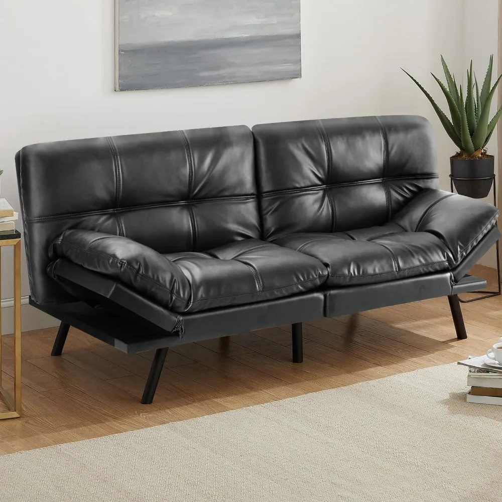 

Sofas - Futon Sofa Beds, Modern Convertible Lazy Sofas, Easily Assembleable, Black Sofas