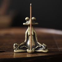 Antique Bronze Yoga Frog Miniature Figurines Vintage Brass Zen Frog Statue Desk Ornaments Home Feng Shui Decor Crafts