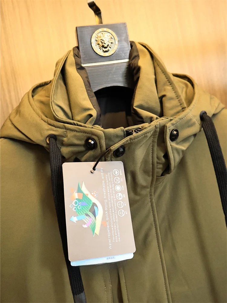 High-End Tee-In-One Heren dons Jaet Warmth Loing Outdoor Faion Urban Sle White Du down Fill Pure Color