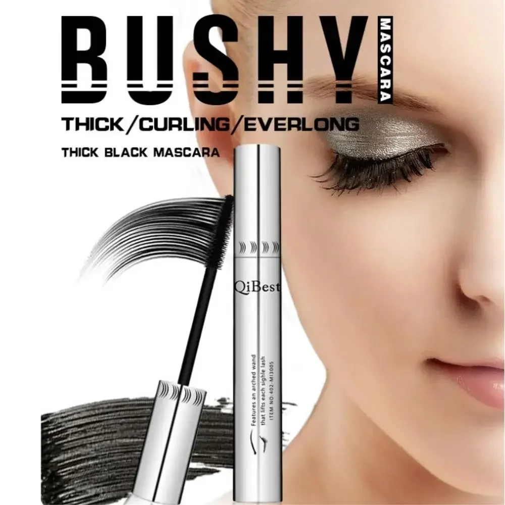 Schwarze 4D-Wimpern-Mascara aus Seidenfaser, wasserfest, verlängernd, voluminös, wischfest, Verlängerung, kosmetisches Make-up, Rimel-Mascara