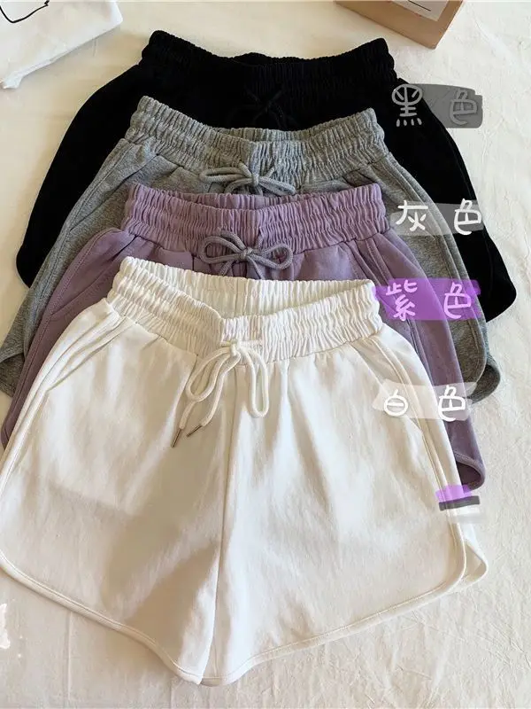 Pantaloncini Elasticizzati Taglie Forti a Vita Alta, Larghi ed Elastici, Casual per Casa, Estivi, Stile Coreano, Morbidi e Rilassati