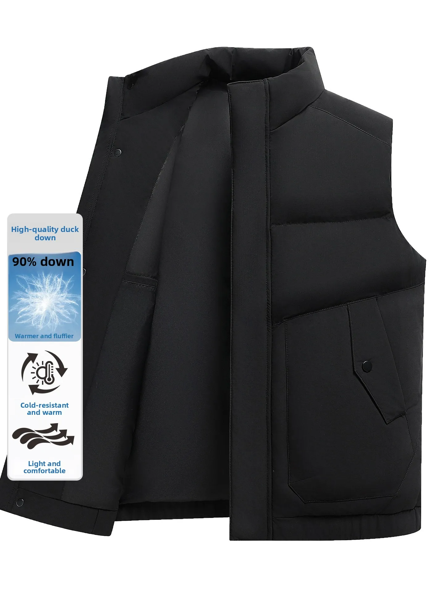 

Maidio Paul Winter Thickened down Vest Men's Outerwear Zipper Closure Business Casual Style Ultrafine Fleece Warm Coat