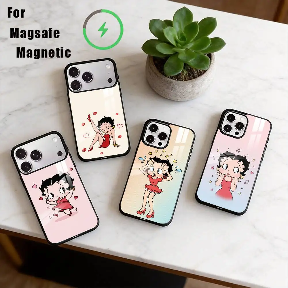 

B-Betty Boop Phone Case For iPhone17,16,15,14,13,12,11 Plus,Pro Magnetic For Magsafe Wireless Charging
