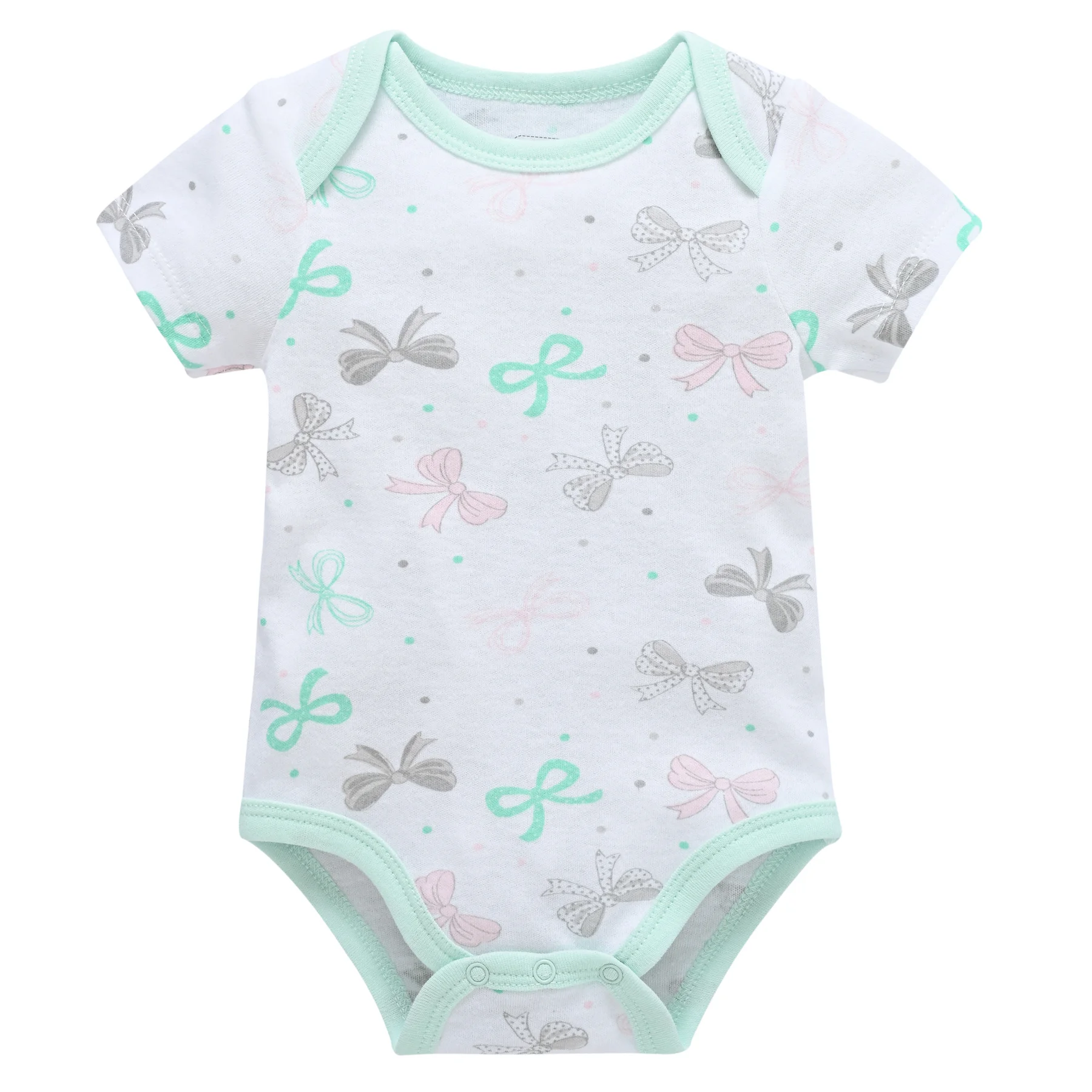 3 Pieces Baby Girls Rompers Bow Cute Printing Girls Bodysuit Green Summer Short Sleeve Jumpsuit 100% Cotton Soft Baby Clothes