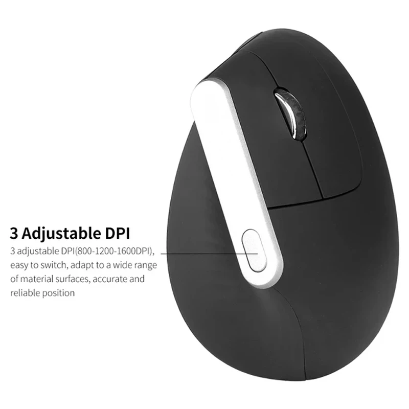 Novo mouse ergonômico vertical sem fio 2.4 usb mouse para jogos 1600 dpi ratos para laptop tablets telefones macbooks pc preto