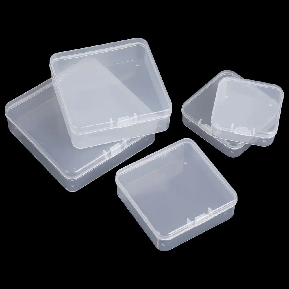 5 Sizse Square Jewelry Beads Container Transparent Storage Box Small Items Case Packing Boxes  Fishing Tools Accessories