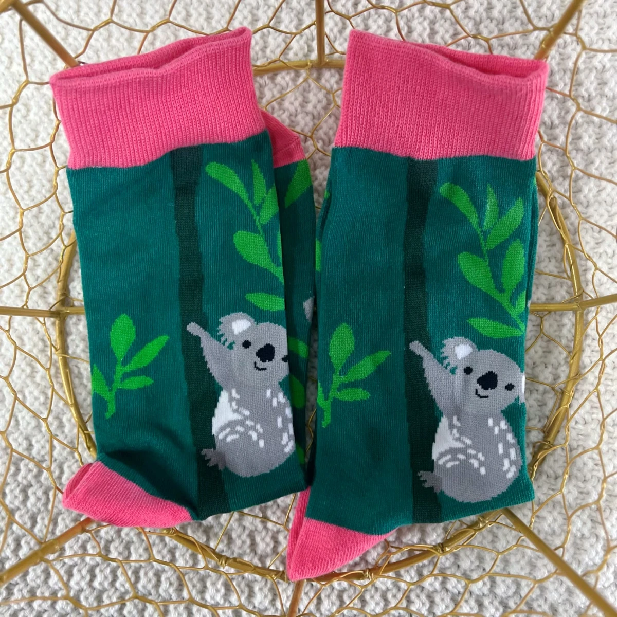 1 Pair Womens Cute Cotton Koala Pattern Novelty Mid Tube Socks Suit In All Seasons For Daily